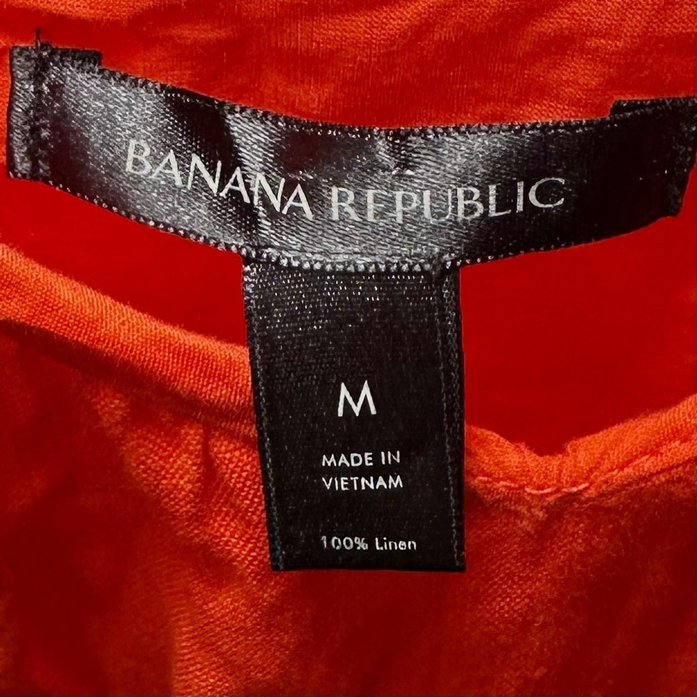 Banana Republic 100% Linen Maxi Dress Women's Size M Red Minimalist Lagenlook - Picture 3 of 4